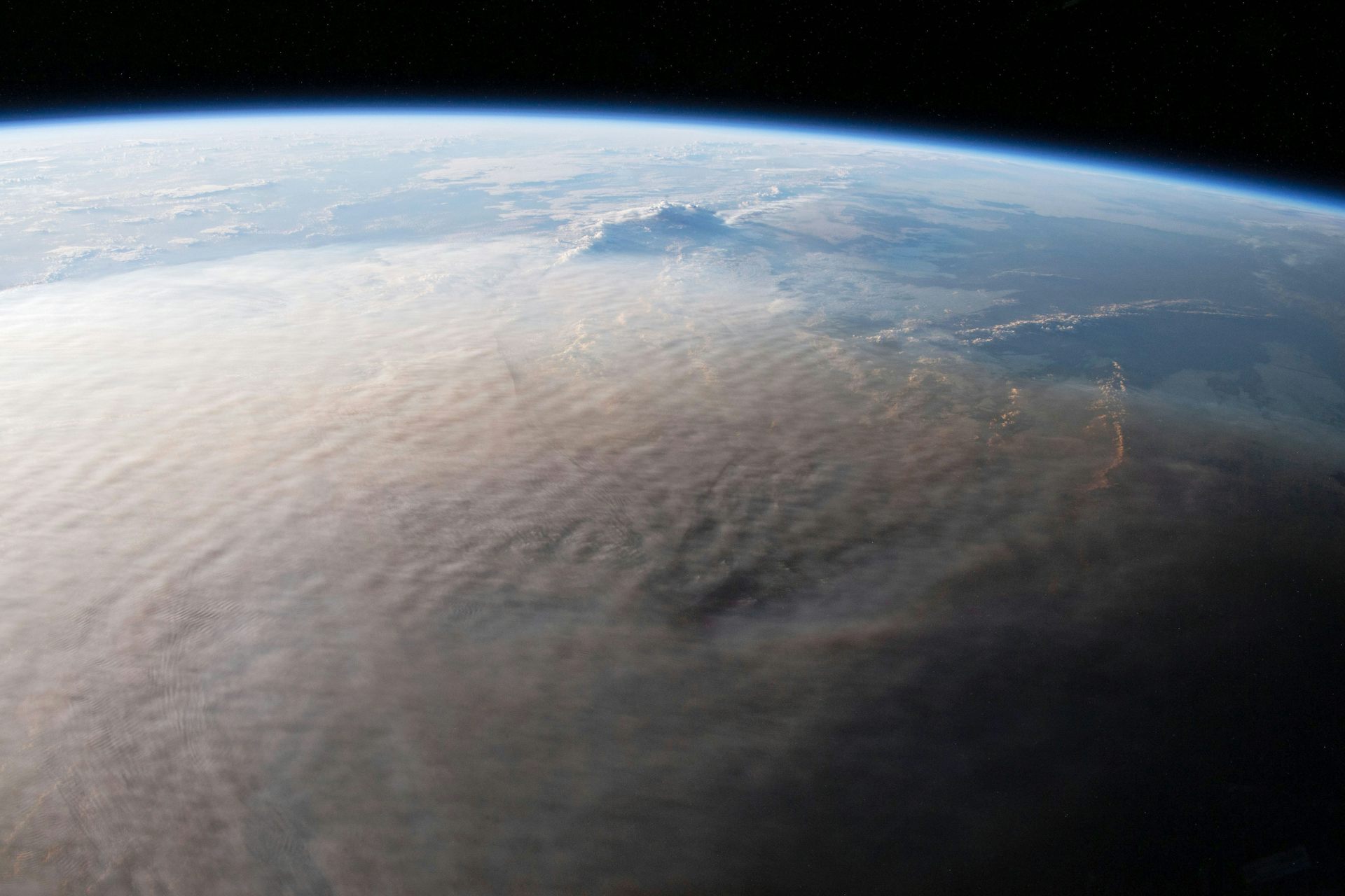 Ash plume from eruption as seen from orbit