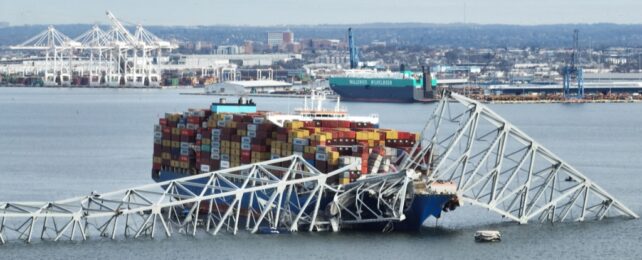 Ship crashing into bridge